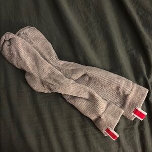 Tracksmith Gray Ribbed Socks with Red tag
